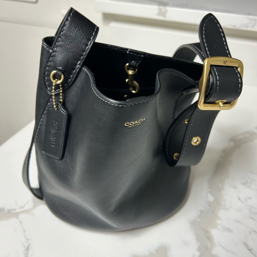 Coach Black Bleecker Small Leather Bucket Bag, like new!